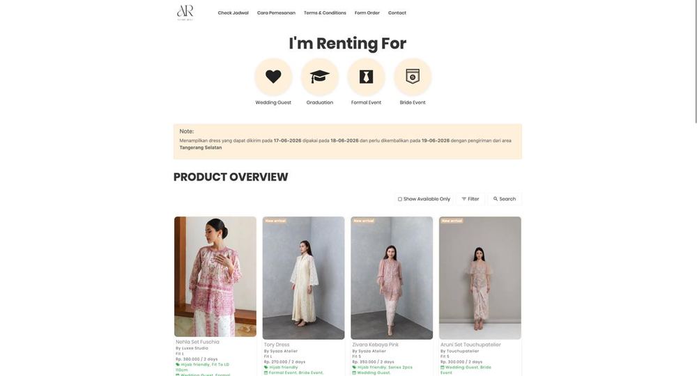 Portfolio fashion rental web