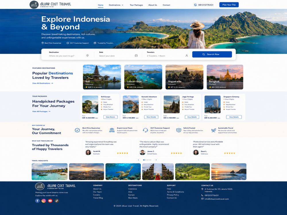 Portfolio website Diluar Cost Travel